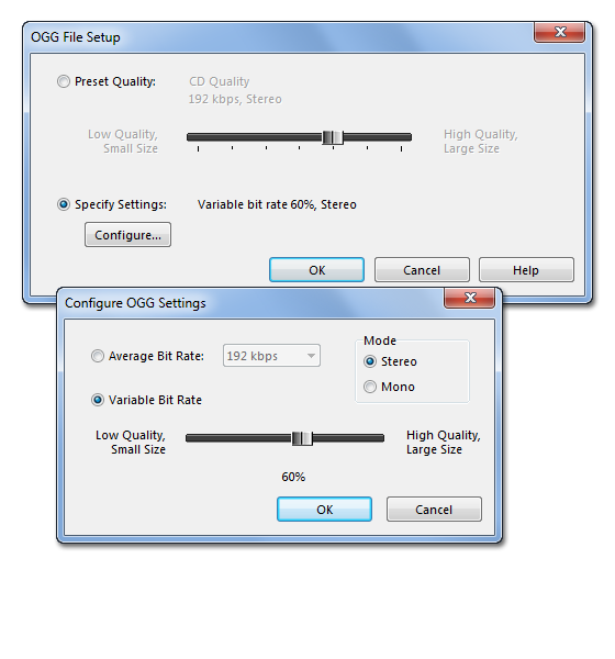 Ogg Settings
